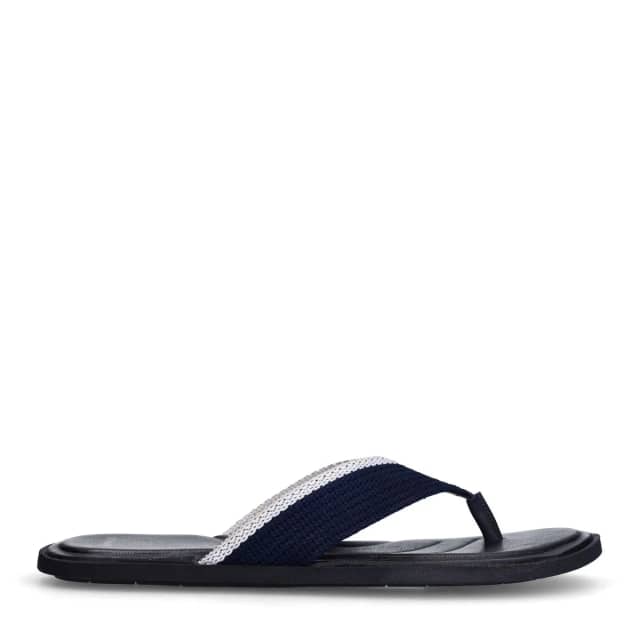 Manfield Donkerblauwe Canvas Slippers