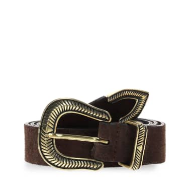 Manfield Manfield Donkerbruine Suède Riem Met Drukknoop
