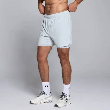 MP 2-in-1-trainingsshort met binnenbeenlengte van 13 cm voor heren - Lichtblauw