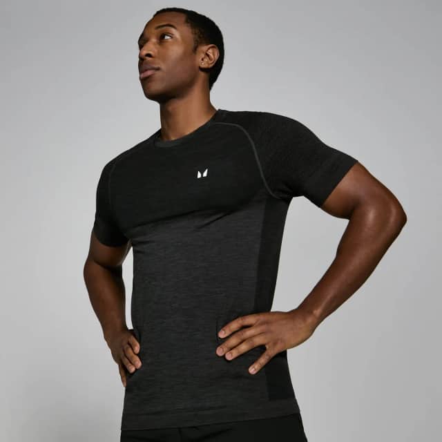 Myprotein MP naadloos T-shirt met korte mouwen voor heren - Gemêleerd zwart