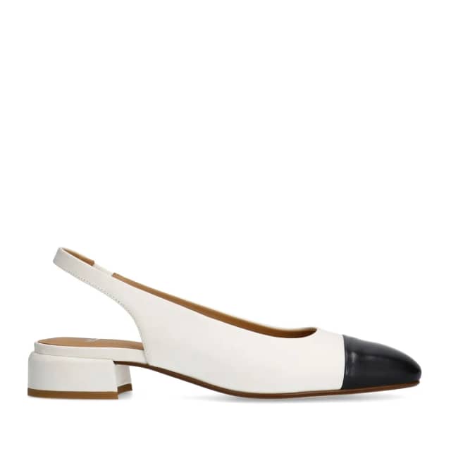 Manfield Witte Leren Slingbacks Met Kitten Heel Van 5 Cm Met Gespsluiting