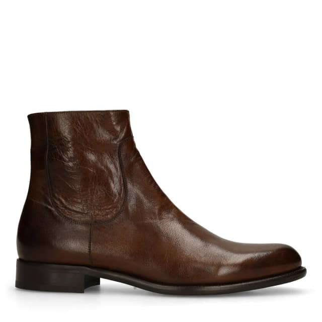 Black Label Bruine Leren Boots Met Ritssluiting