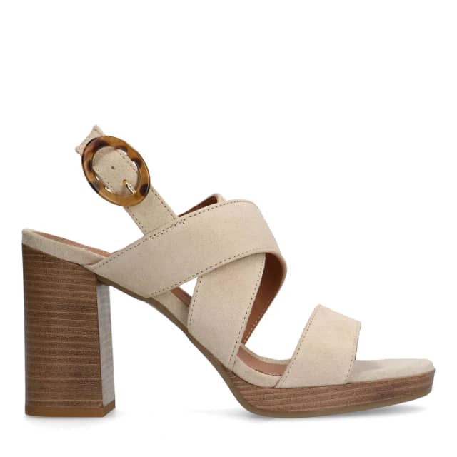 Manfield Beige Suède Pumps Met Gesp Met Plateau Hak Van 1 Cm 0