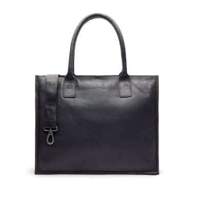 Manfield Manfield Zwarte Leren Shopper