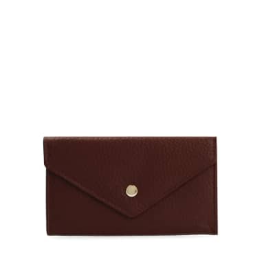 Manfield Manfield Burgundy Leren Portemonnee Met Drukknoop