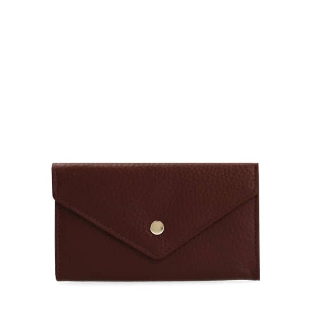 Manfield Burgundy Leren Portemonnee Met Drukknoop