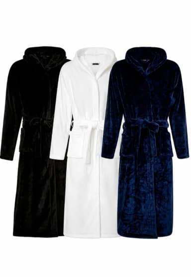 Fleece badjas capuchon