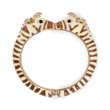 Manfield Goudkleurige Zebra Armband Met Bruine Details