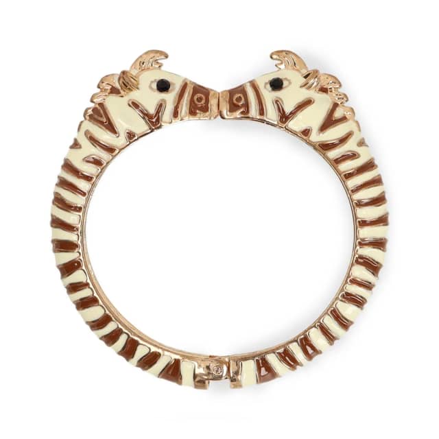 Manfield Goudkleurige Zebra Armband Met Bruine Details
