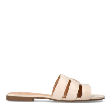 Manfield Witte Leren Slippers