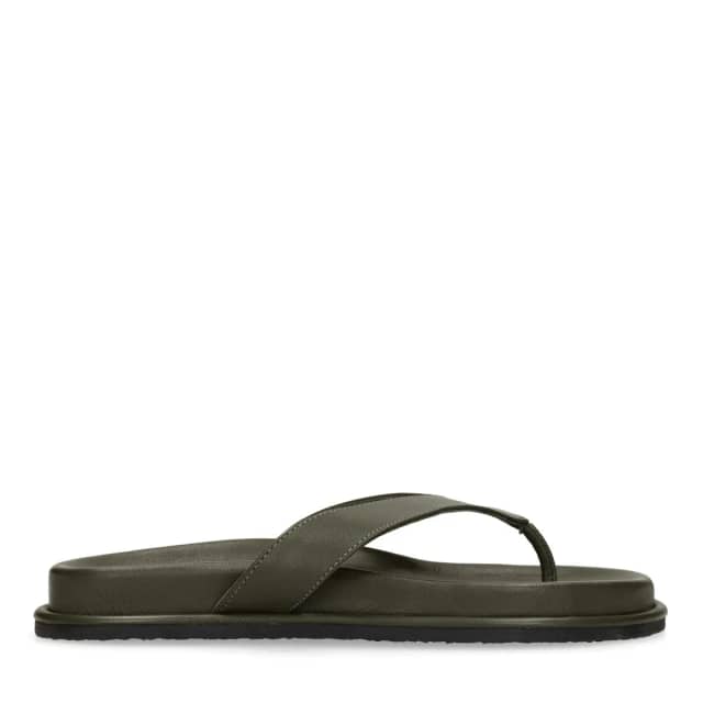 Sacha Groene leren slippers