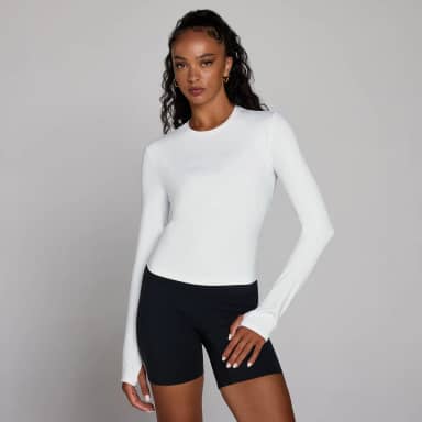 MP Women's Tempo Long Sleeve Top With Thumbholes - White - White