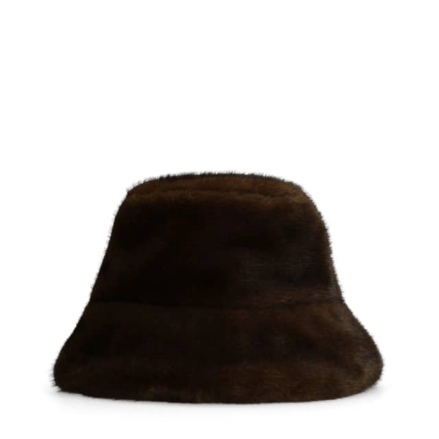 Manfield Bruine Bucket Hat Van Faux Fur