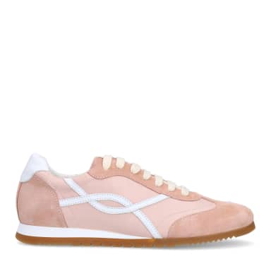 Manfield Manfield Roze Leren Sneakers Met Veters