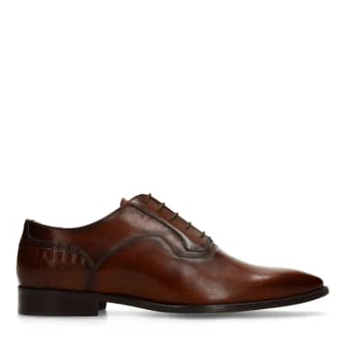 Black label Black Label Donkerbruine Leren Veterschoenen