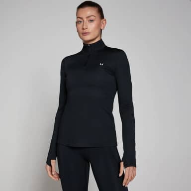 Myprotein MP Training sporttrui met kwartrits voor dames - Zwart