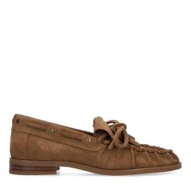 Manfield Cognac Suède Loafers Met Veters