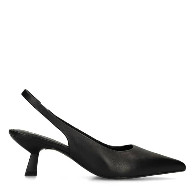 Manfield Zwarte Leren Slingbacks Trechterhakvan 6 Cm
