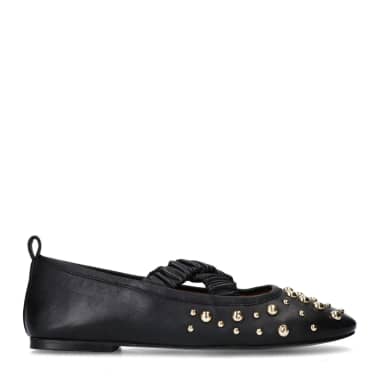 Sacha Zwarte leren ballerina's met studs