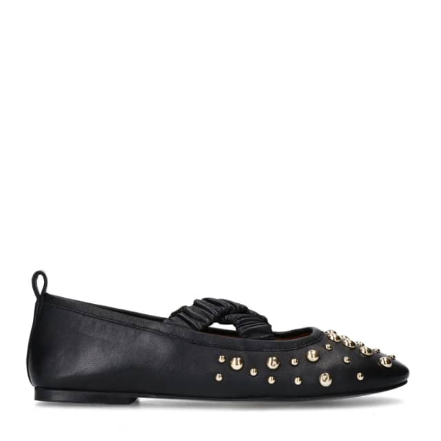 Sacha Zwarte leren ballerina's met studs