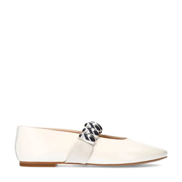 Sacha Off white leren ballerina's met zilverkleurige studs