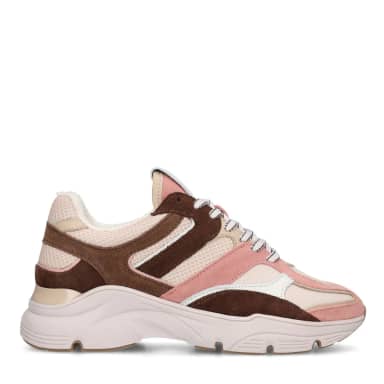 Manfield Roze Suède Sneakers Met Plateau Zool Met Veters