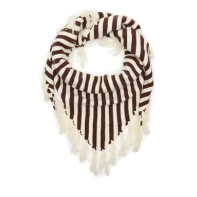 Manfield Bruin Met Wit Gestreept Triangel Sjaaltje Met Kwastjes