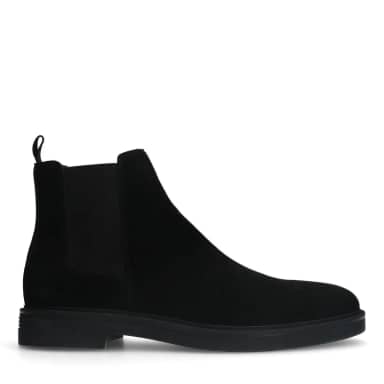 Manfield Zwarte Suède Chelsea Boots