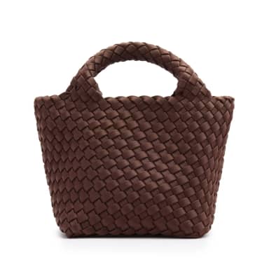 Manfield Manfield Bruine Gevlochten Mini Handtas