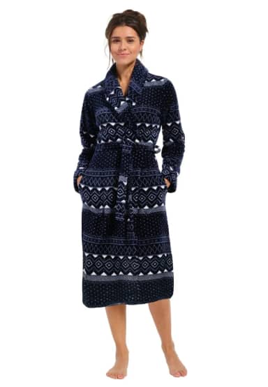 Pastunette Dames badjas fleece - Noors dessin