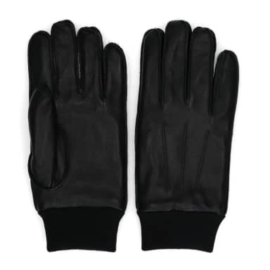 Manfield Zwarte leren heren handschoenen