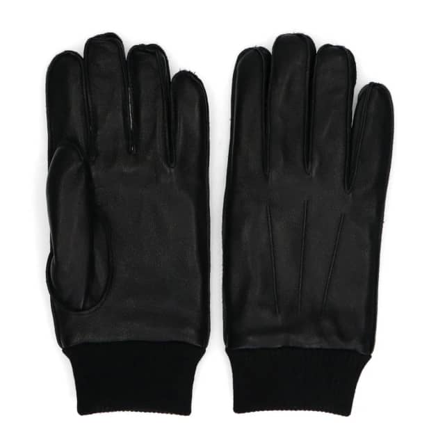 Manfield Zwarte leren heren handschoenen