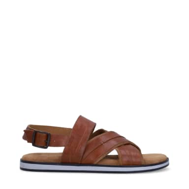 No Stress Cognac Leren Sandalen Met Gespsluiting