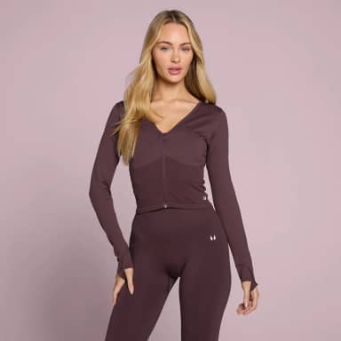 Myprotein MP Dames Tempo Naadloze Cropped Jas - Fudge