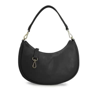 Manfield Manfield Zwarte Leren Handtas Met Ritssluiting