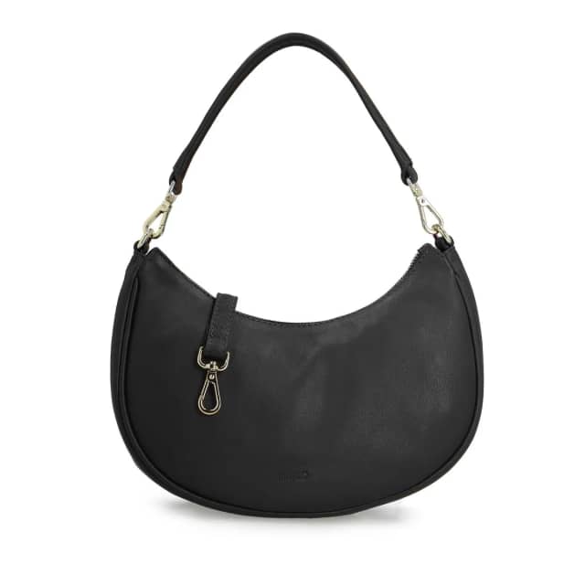 Manfield Zwarte Leren Handtas Met Ritssluiting