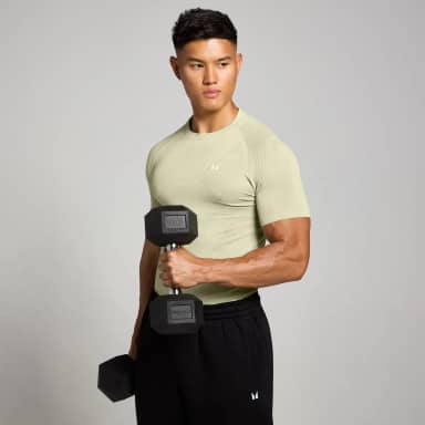 Myprotein MP Tempo naadloos shirt met opdruk van pilaar voor heren - Warm saliegroen