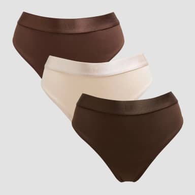 MP middelhoge string voor dames (verpakking met drie stuks) - Donkerchocoladebruin/bruin/roomgeel