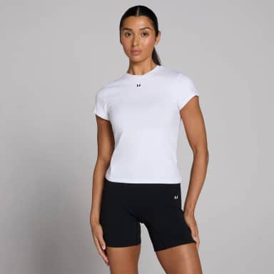 MP Basics T-shirt met nauwsluitende pasvorm en korte mouwen voor dames - Wit