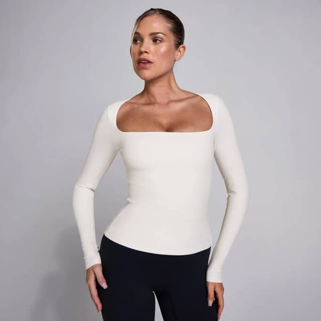 Myprotein MP Dames SculptForm Vierkante Hals Longsleeve Top - Parel