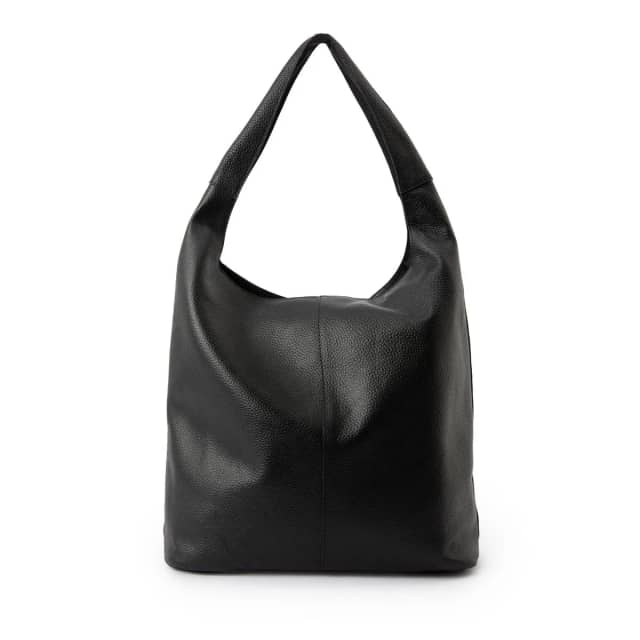 Manfield Zwarte Leren Shopper Met Ritssluiting