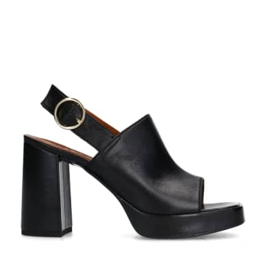 Zwarte leren sandalen met hak