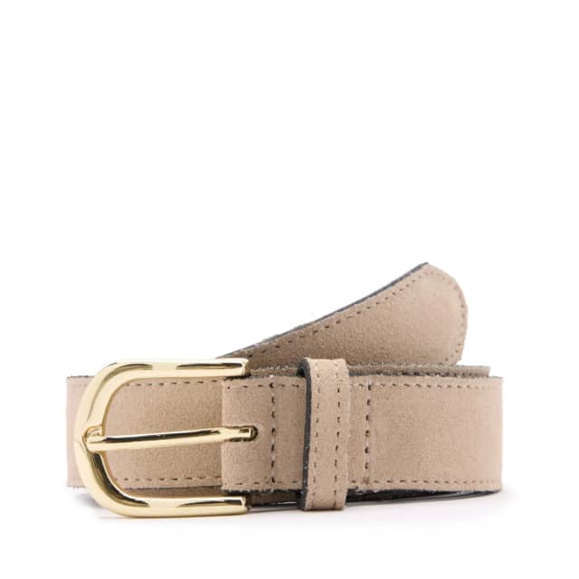 Manfield Beige Suède Riem Met Gouden Gespsluiting