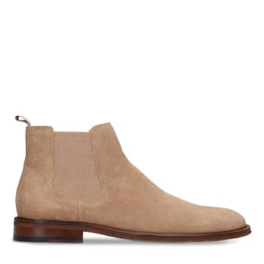 Manfield Taupe Suède Chelsea Boots Met Elastieke Sluiting