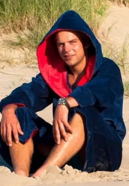 Marineblauwe badjas met capuchon