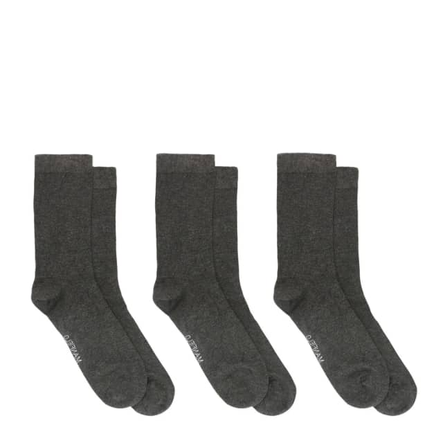 Manfield Set Van 3 Paar Antraciet Bamboe Sokken