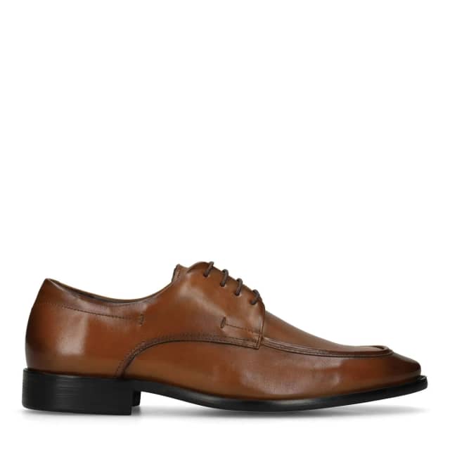 Manfield Cognac Leren Veterschoenen