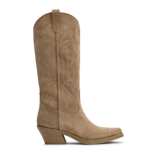 Sacha Beige suède cowboylaarzen met stiksels