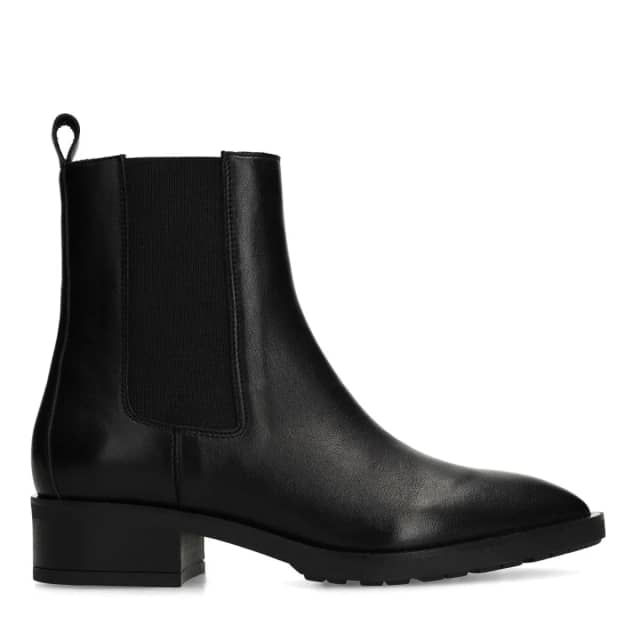 Manfield Zwarte Leren Chelsea Boots Met Elastieke Sluiting