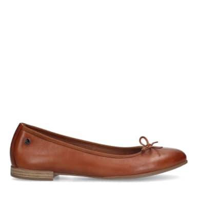 No Stress No Stress Cognac Leren Ballerina's